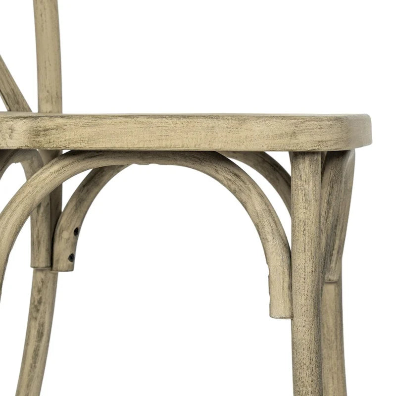 Cross Back Resin Dining Chair Indoor Outdoor Weather Resistant Classic Wood Look