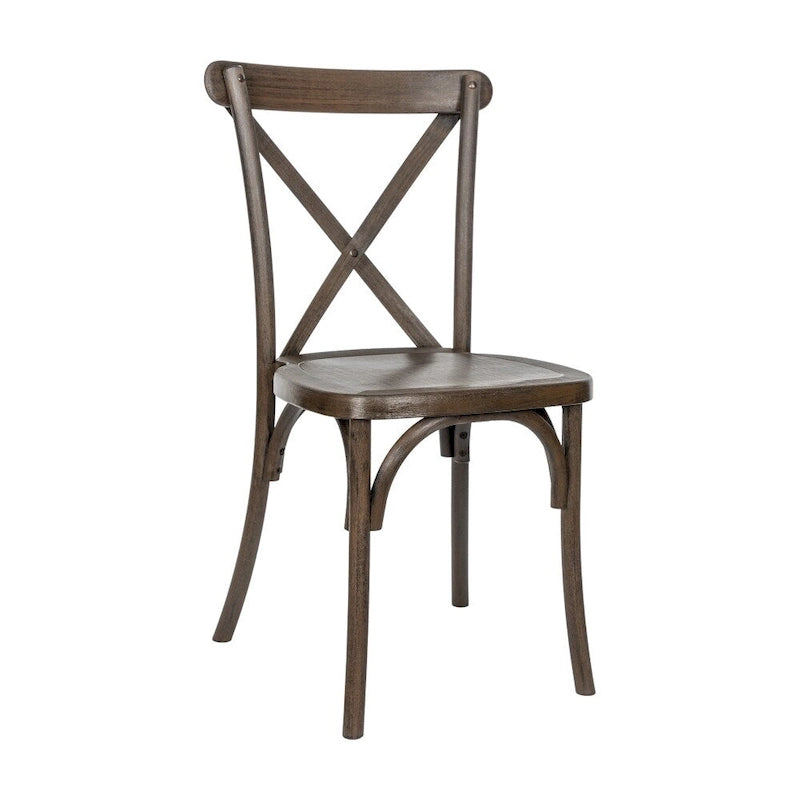 Cross Back Resin Dining Chair Indoor Outdoor Weather Resistant Classic Wood Look