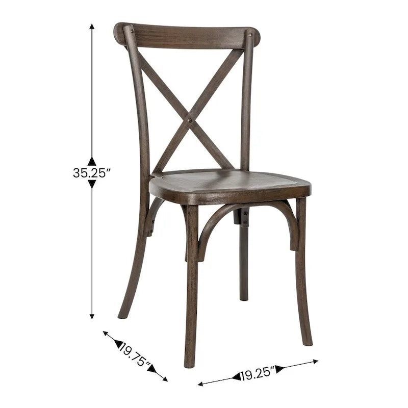 Cross Back Resin Dining Chair Indoor Outdoor Weather Resistant Classic Wood Look