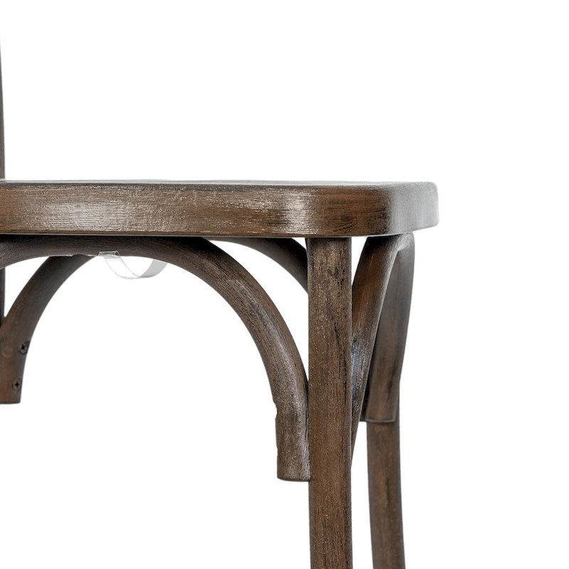 Cross Back Resin Dining Chair Indoor Outdoor Weather Resistant Classic Wood Look