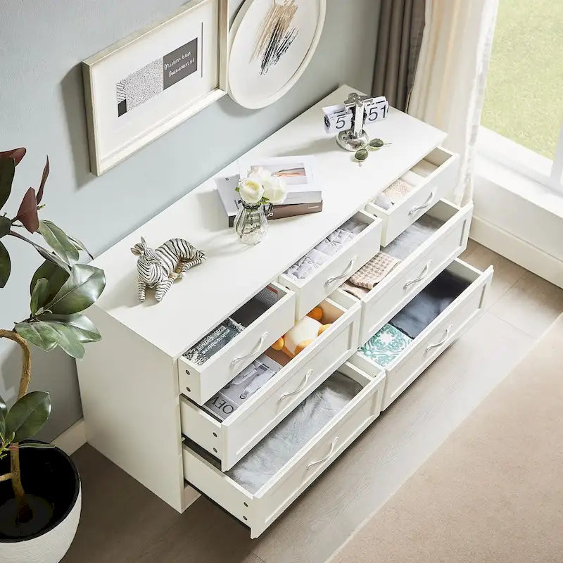 7-Drawer Wood Dresser with Smooth Glide Rails White Storage Chest