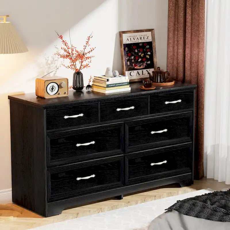 7-Drawer Wood Dresser with Smooth Glide Rails White Storage Chest