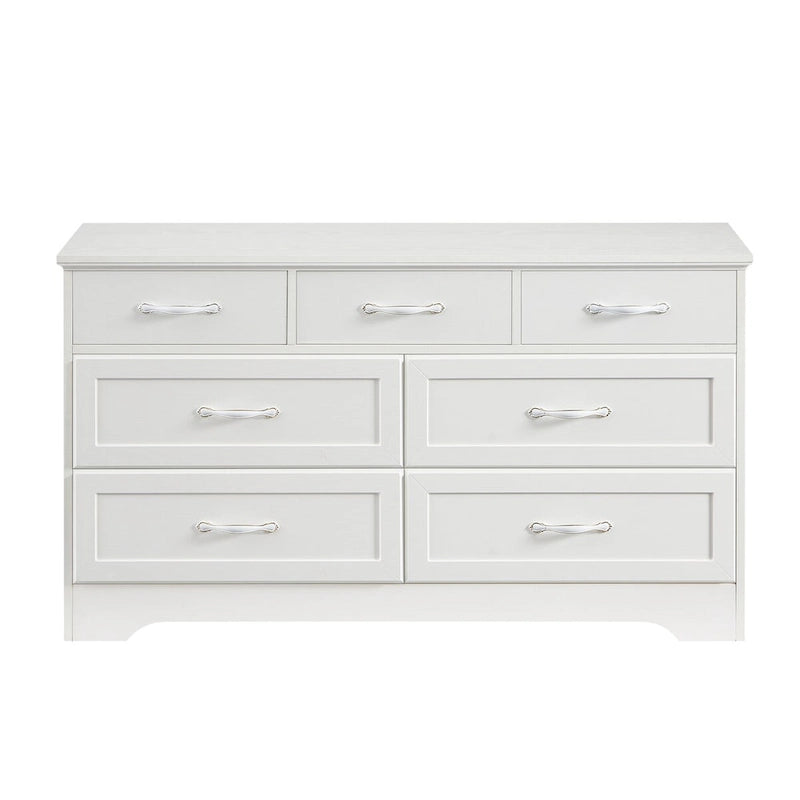 7-Drawer Wood Dresser with Smooth Glide Rails White Storage Chest