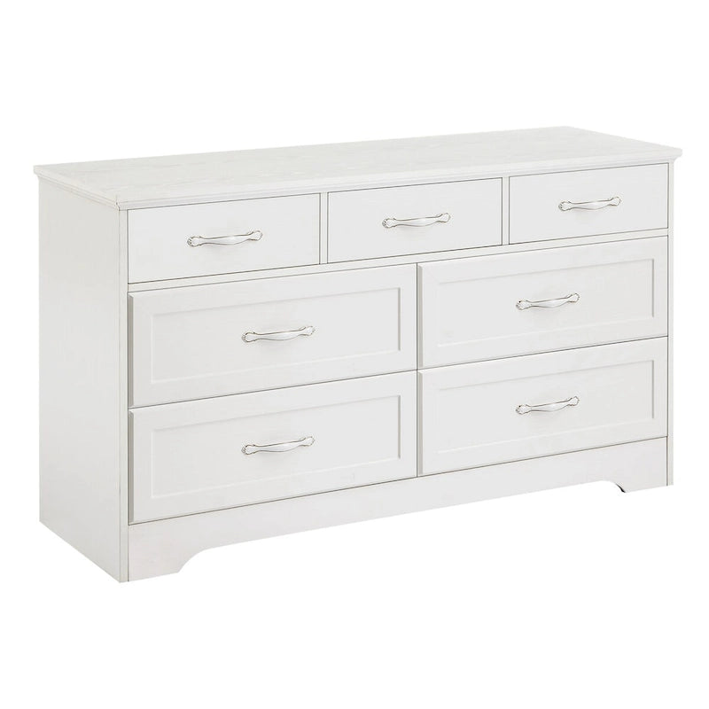 7-Drawer Wood Dresser with Smooth Glide Rails White Storage Chest