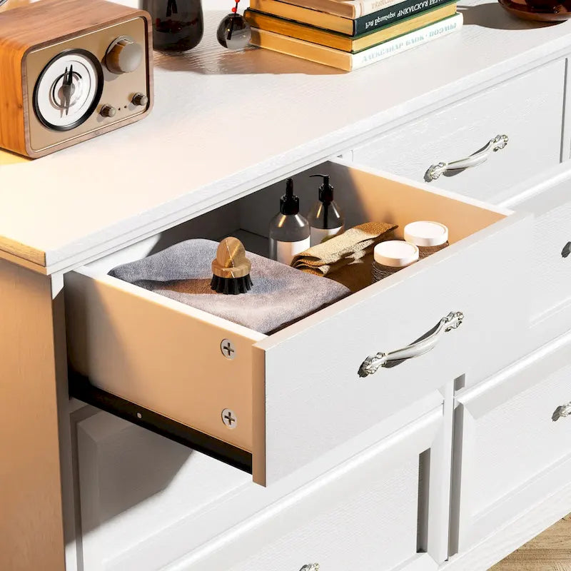 7-Drawer Wood Dresser with Smooth Glide Rails White Storage Chest